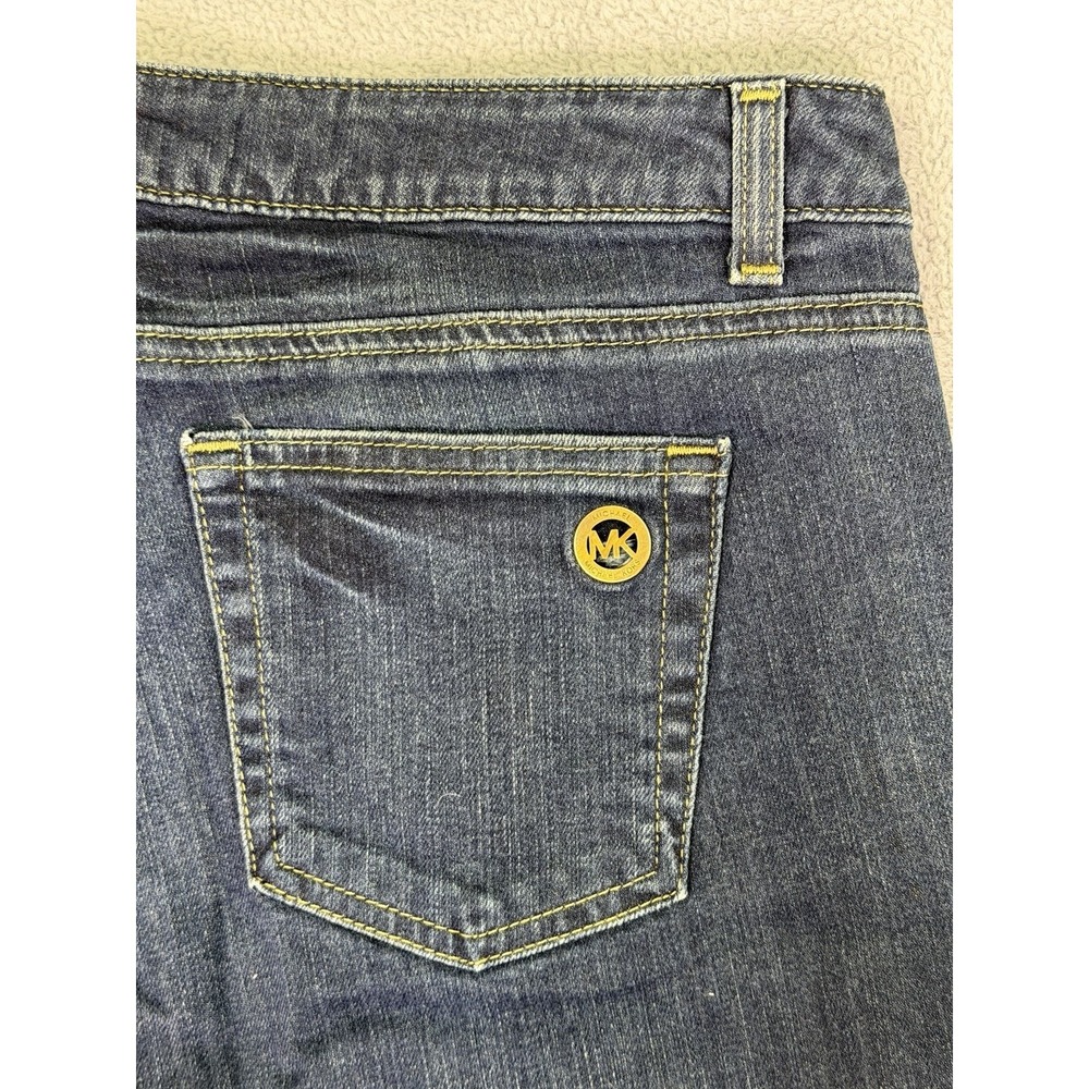 Michael Kors Jeans Womens 8 Blue Dark Wash Mid Rise Bootcut Fringe Stretch - Picture 7 of 10